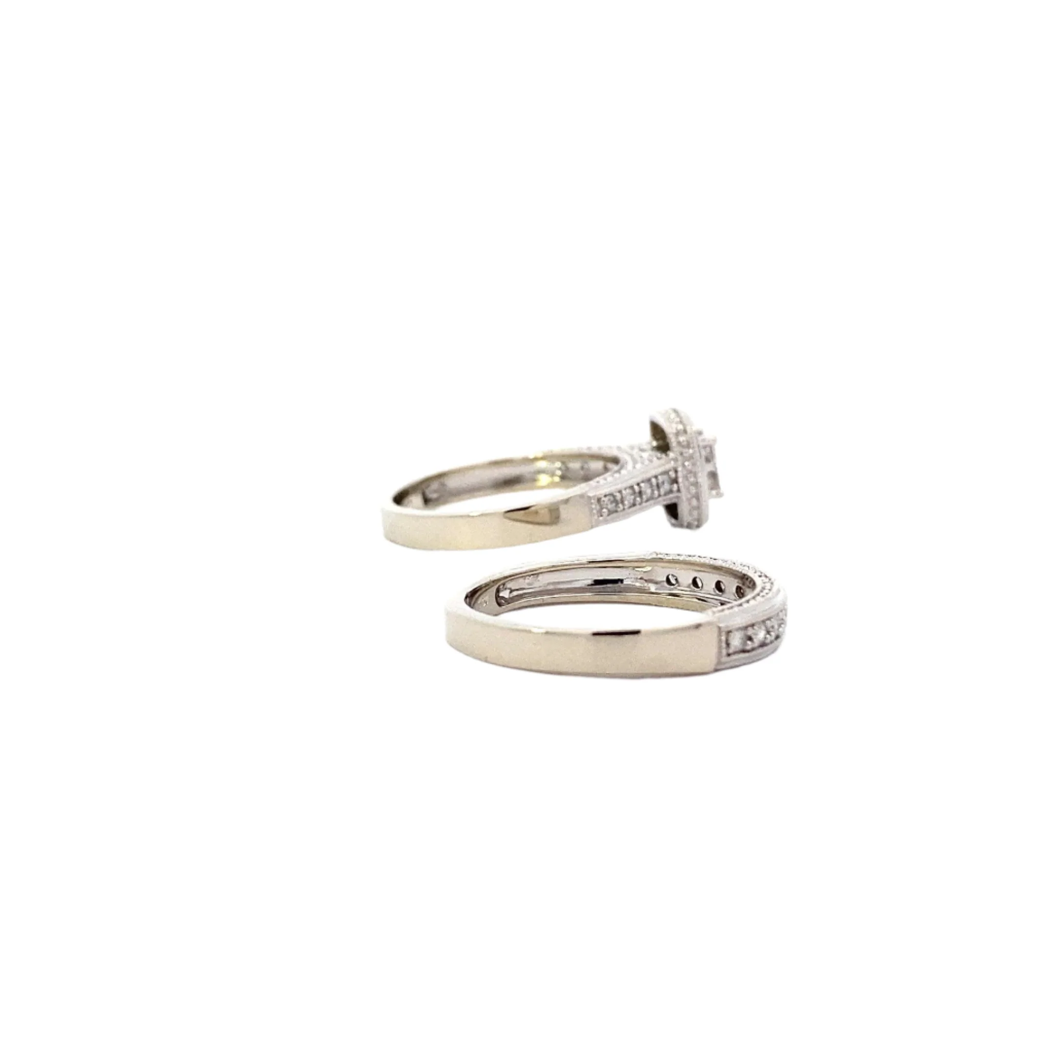 10K White Gold Diamond Engagement & Wedding Ring Set - 0.5ct - Image 4