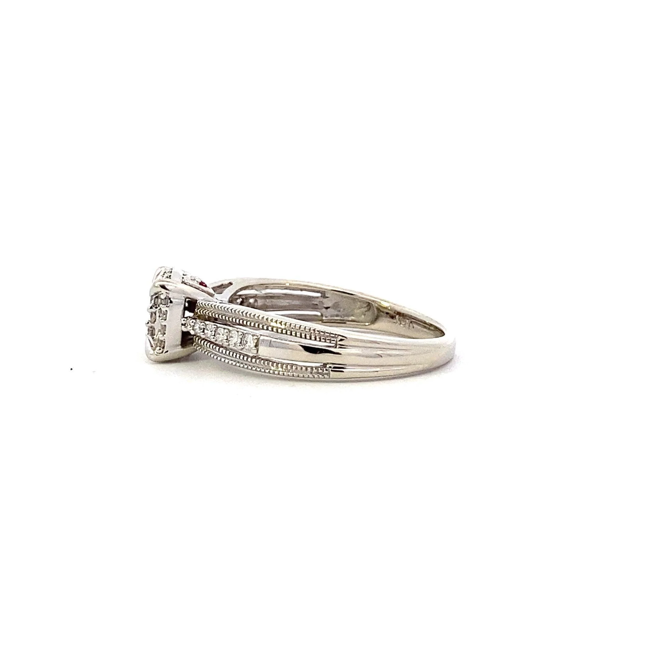 10K White Gold Diamond Engagement & Wedding Ring Set - 0.49ct - Image 3