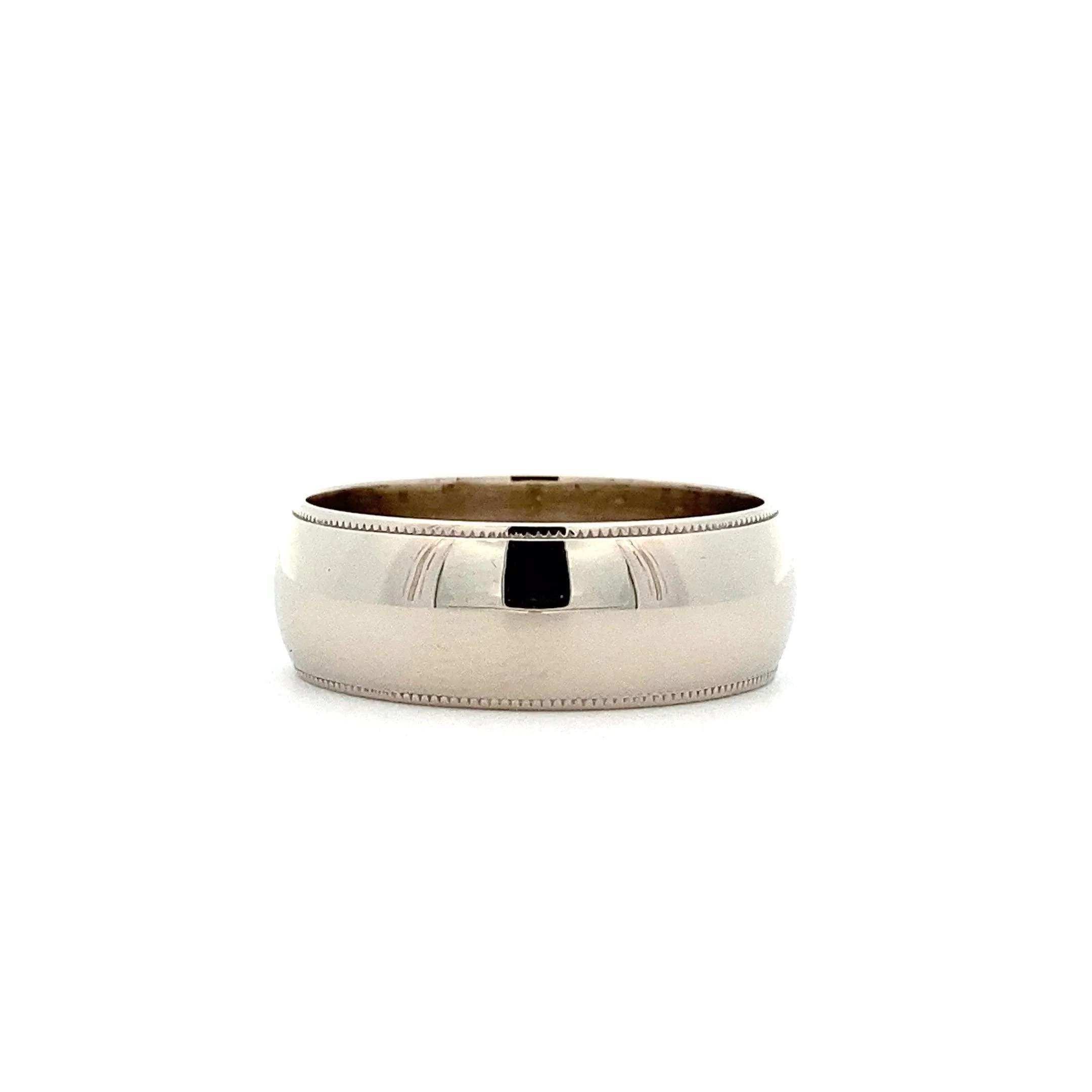 14K White Gold 8MM Milgrain Band - Image 3