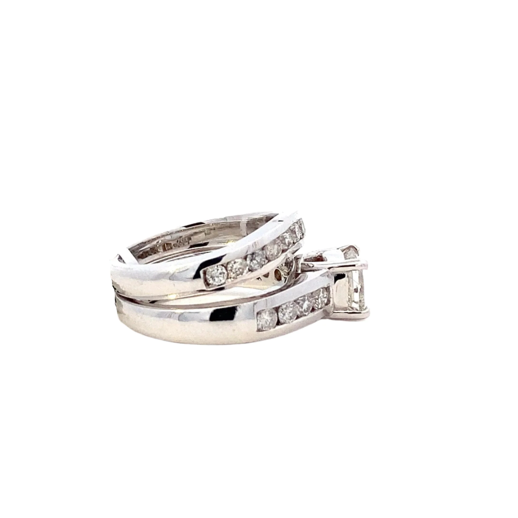 14K White Gold Diamond Engagement & Wedding Ring Set - 1.84ct - Image 4