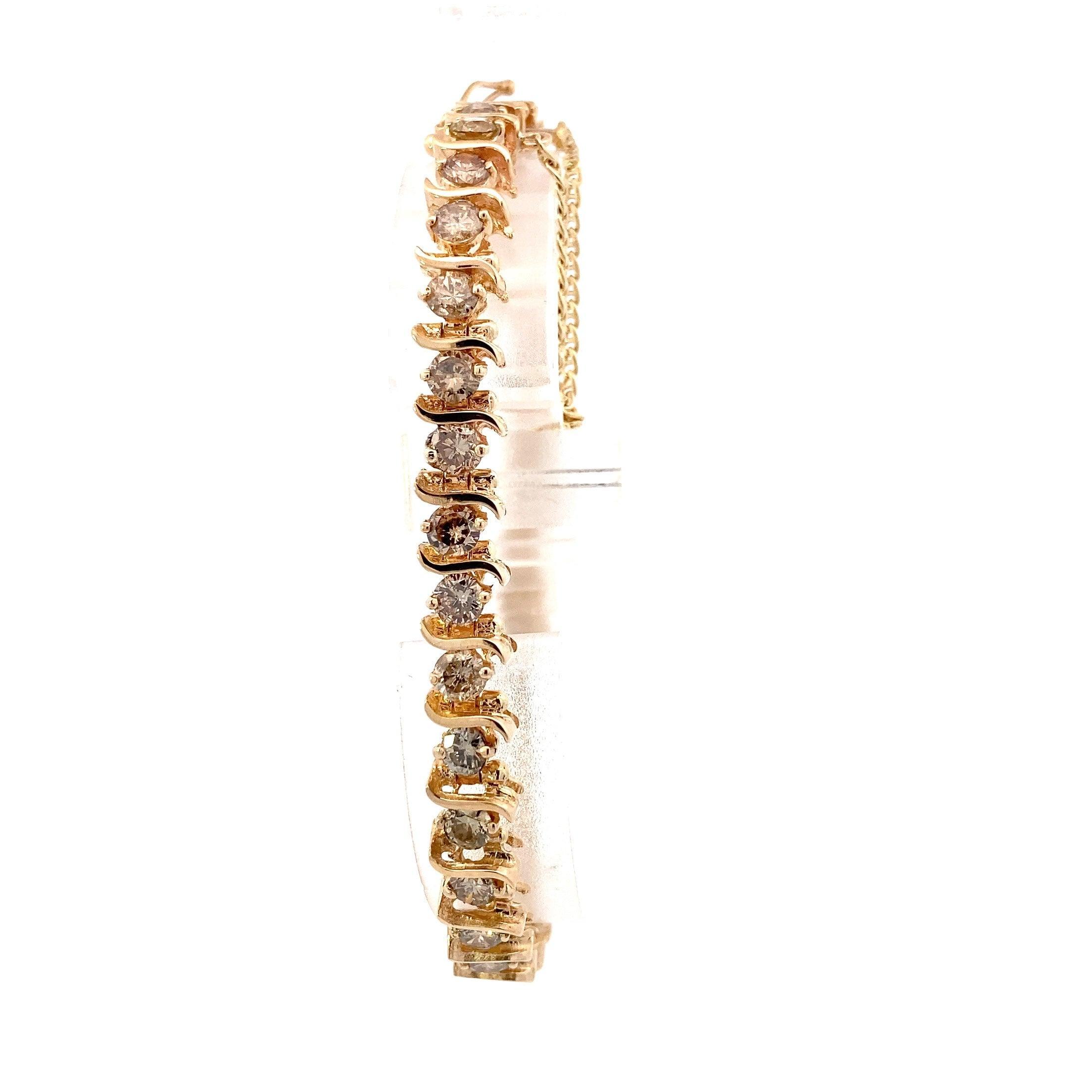 14K Yellow Gold Diamond Tennis Bracelet - 6.60ct - Image 3