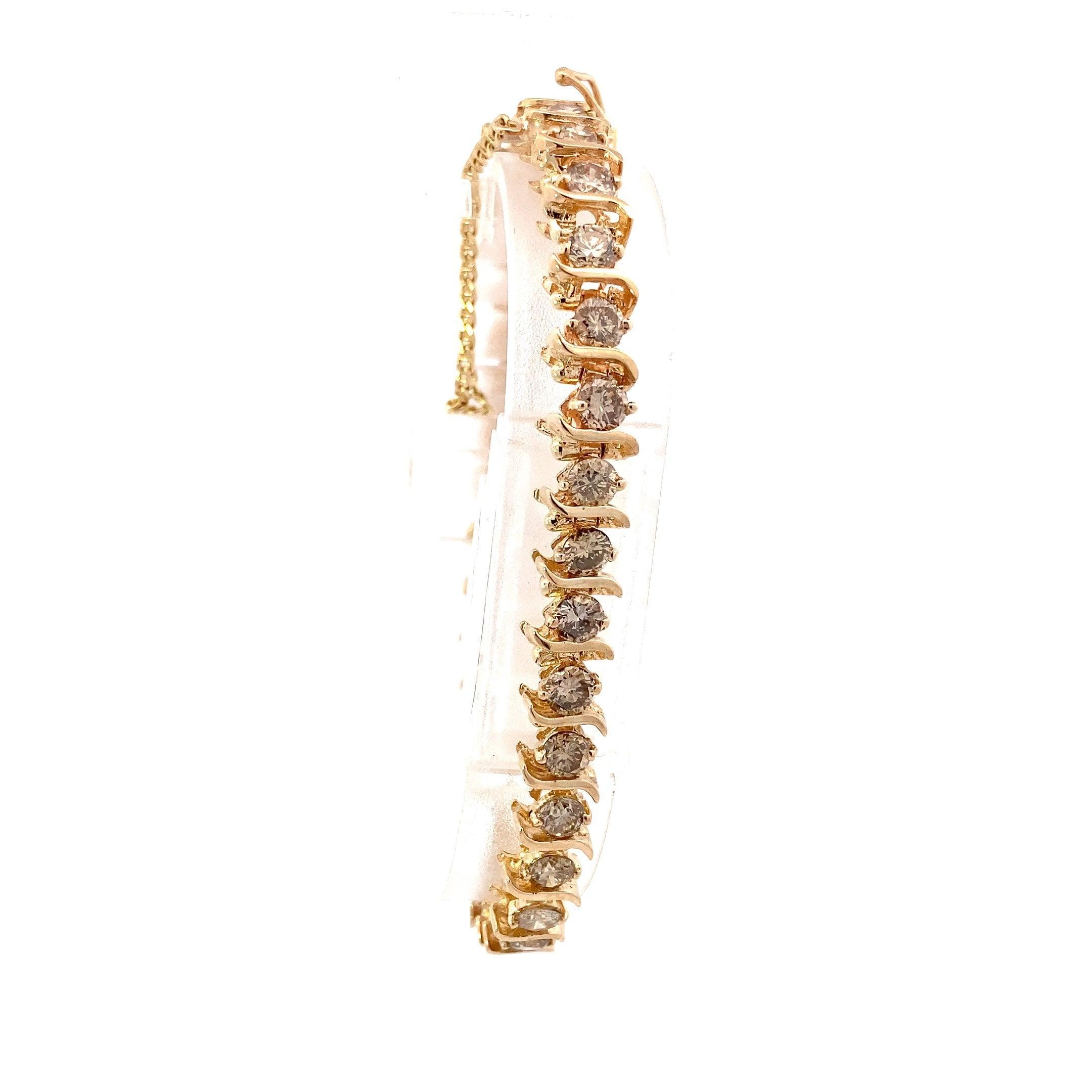 14K Yellow Gold Diamond Tennis Bracelet - 6.60ct - Image 6