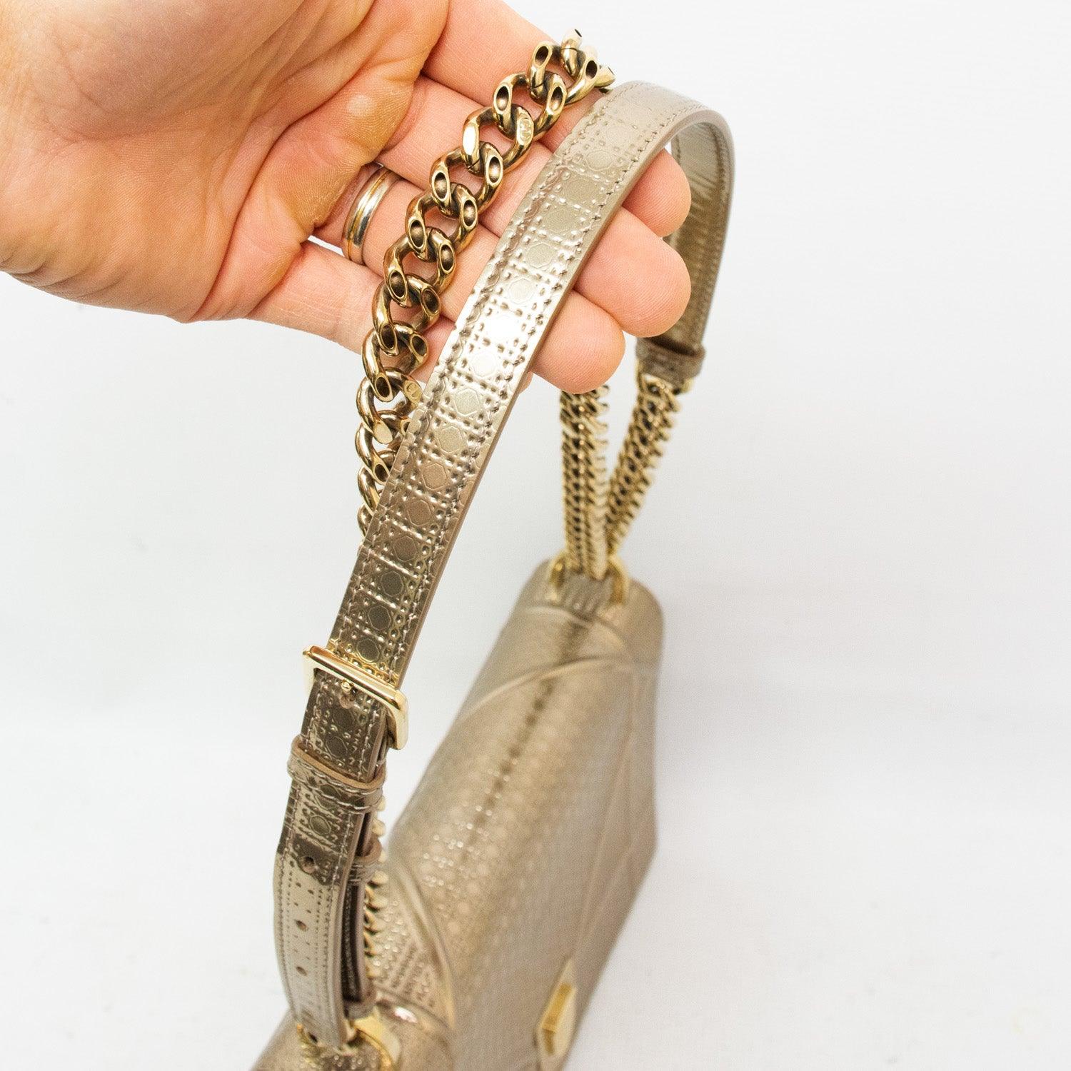 Dior Micro Cannage Diorama - Gold Metallic Purse - Medium - Image 11
